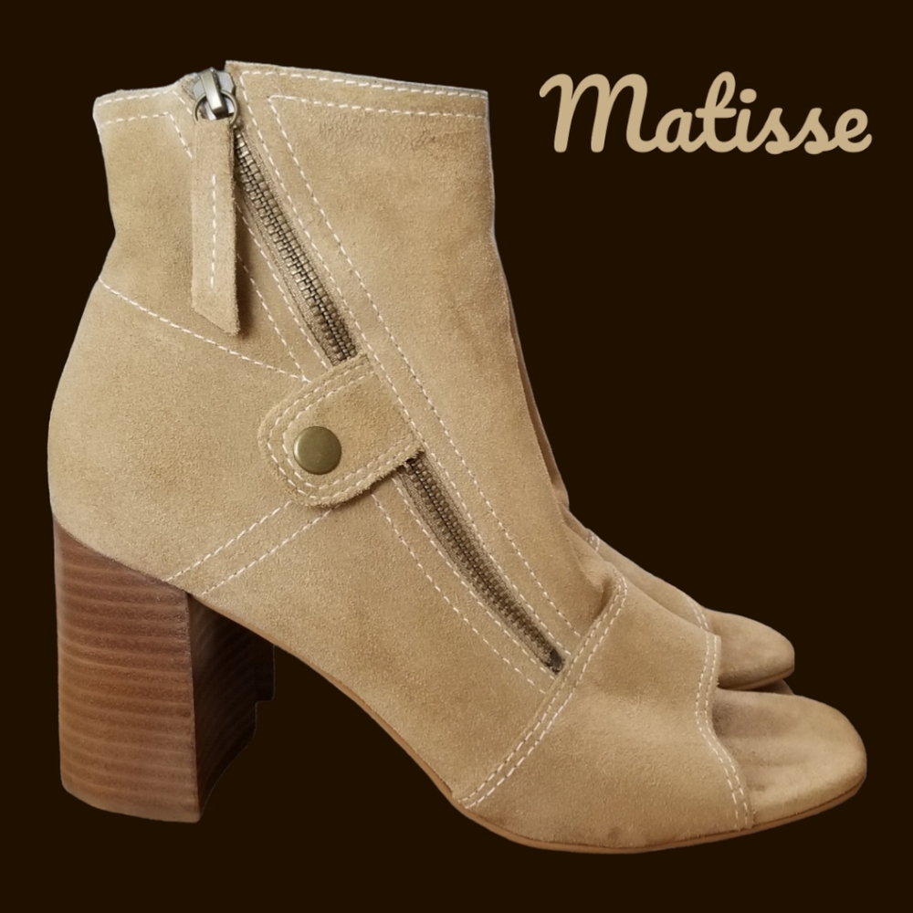Matisse Lyon Open Toe Bootie Natural Suede